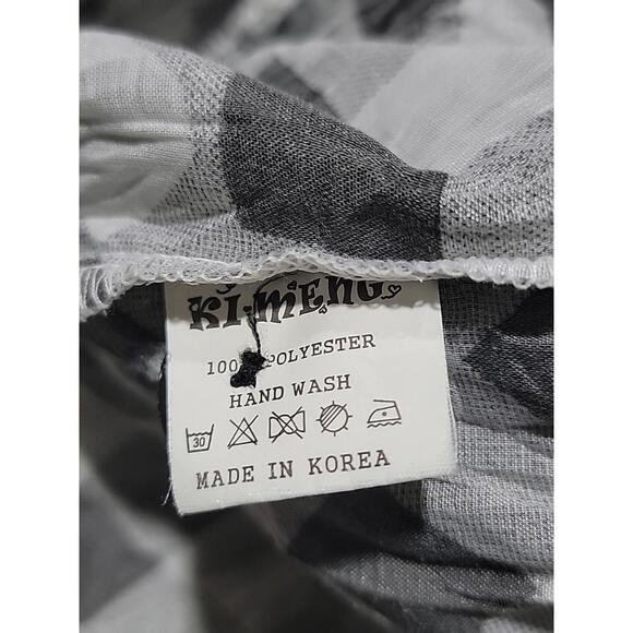 Ki Meng Top Blouse Fit M Checkered Wrinkled Polyester Lagenlook Art to Wear #C - Picture 14 of 14